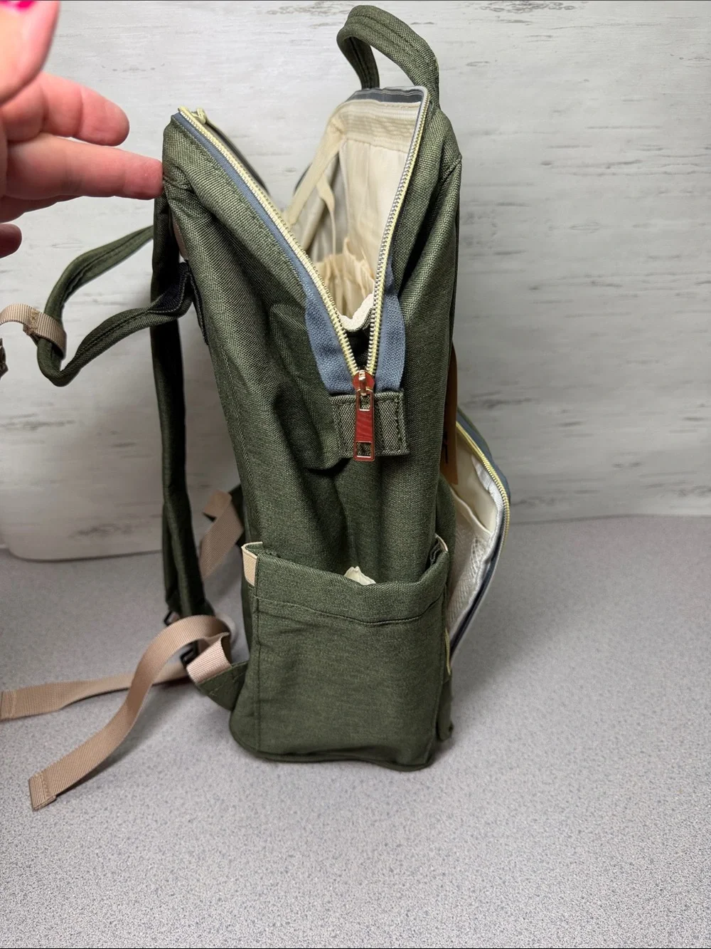Casual Olive Green Canvas Backpack - infant travel backpack